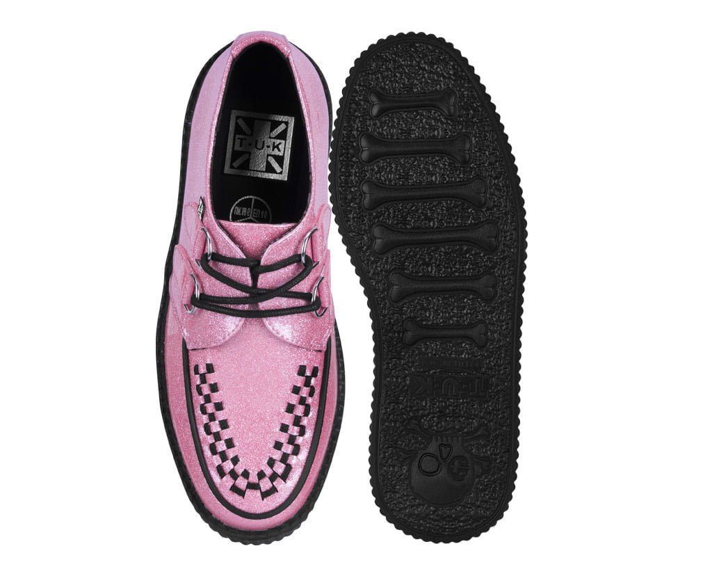 T.U.K. Shoes Pink Vinyl Glitter Viva Mondo Creeper