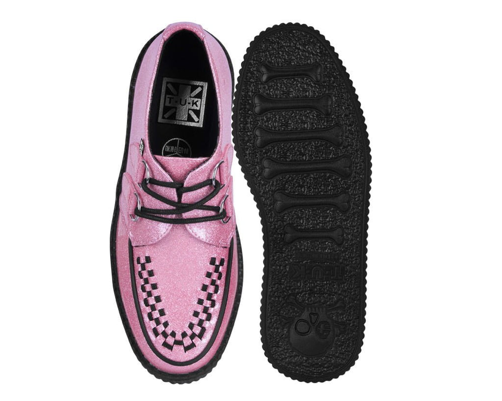 T.U.K. Shoes Pink Vinyl Glitter Viva Mondo Creeper
