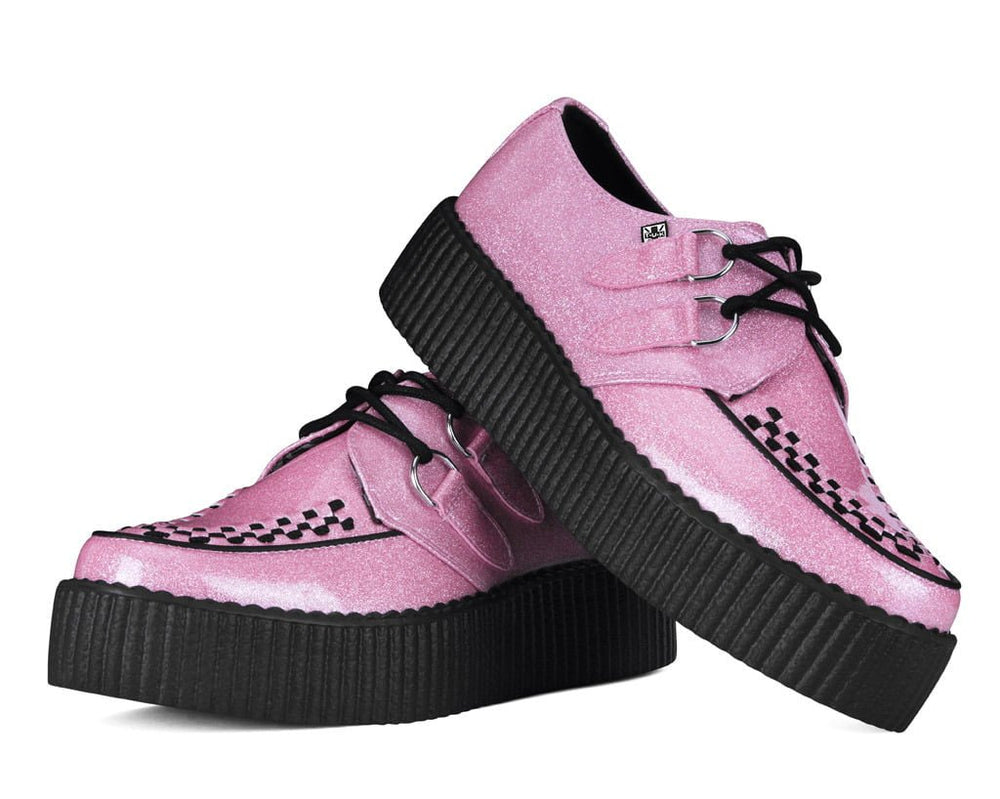 T.U.K. Shoes Pink Vinyl Glitter Viva Mondo Creeper