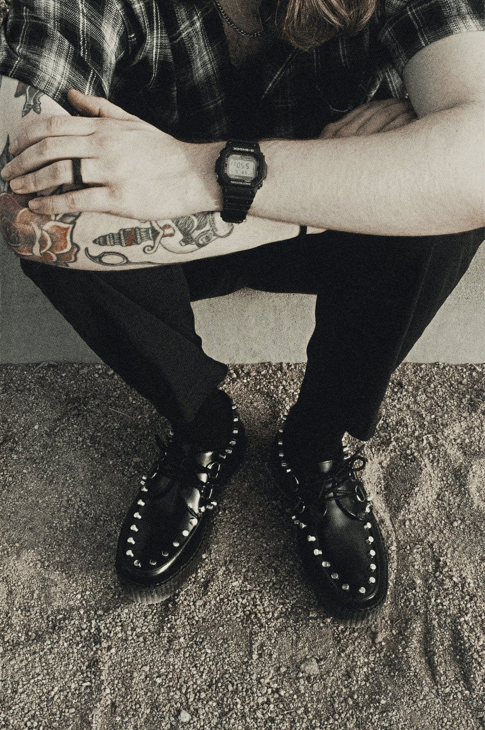T.U.K. Shoes Black Leather Flat Studded Viva Mondo Creeper