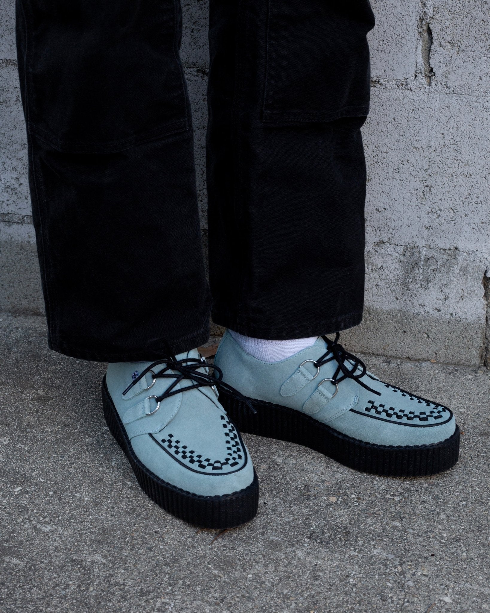 T.U.K. Shoes V3466 Pale Blue Suede Viva Mondo Creeper