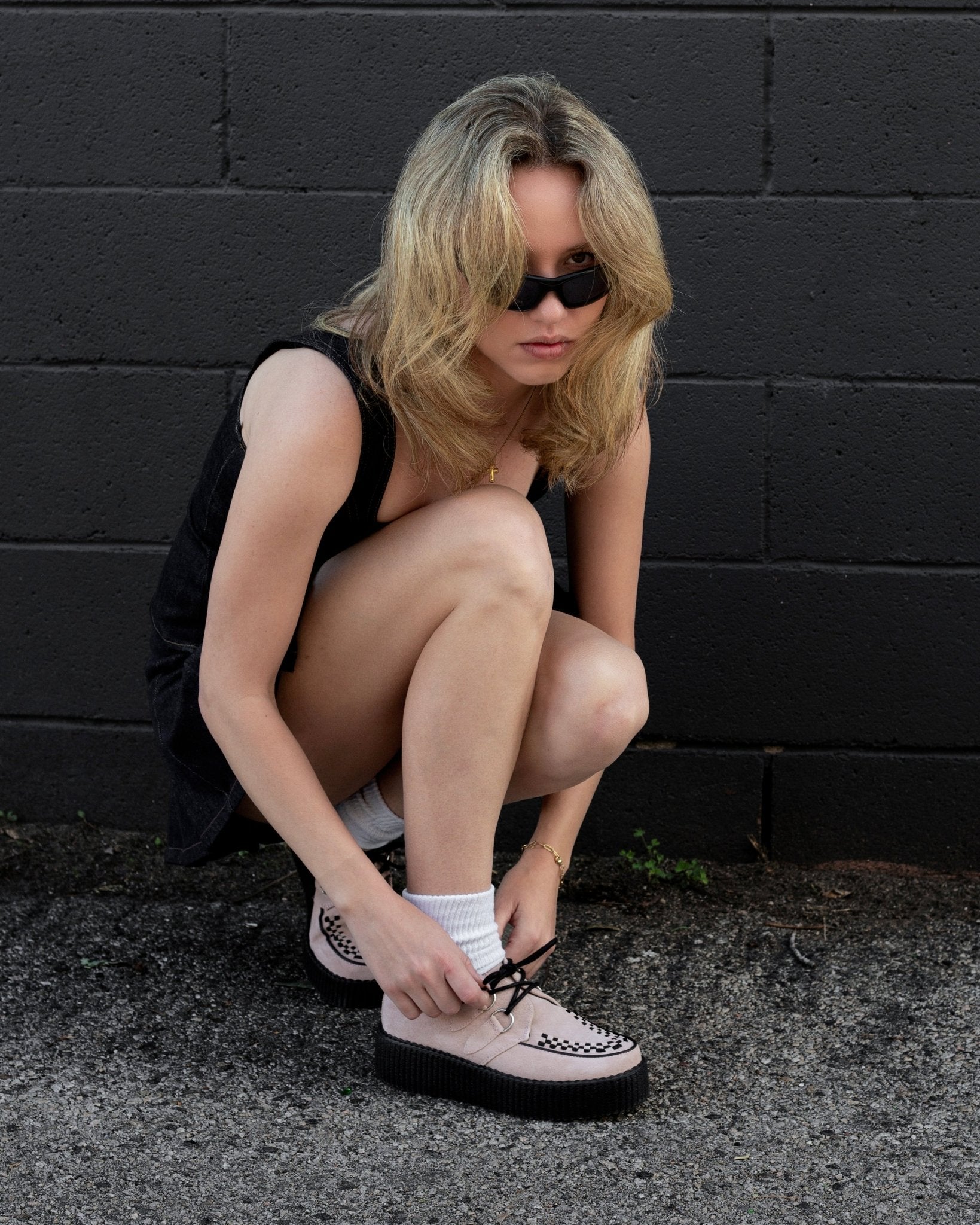 T.U.K. Shoes V3467 Misty Rose Suede Viva Mondo Creeper