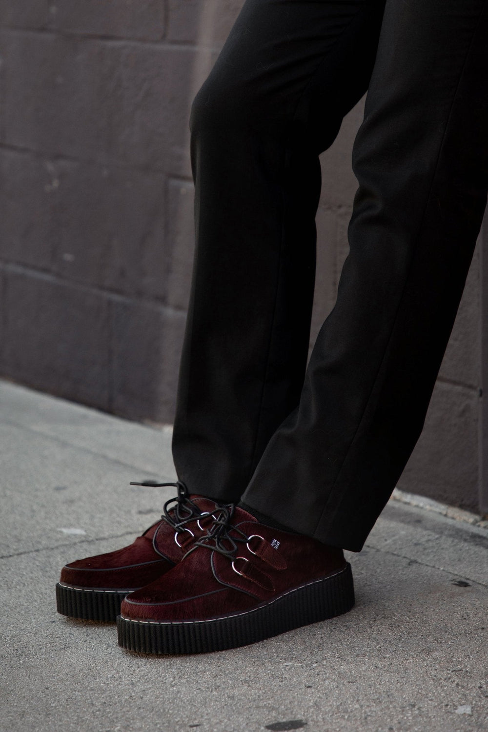 T.U.K. Shoes G3454 Burgundy Cow Hair Vintage Creeper