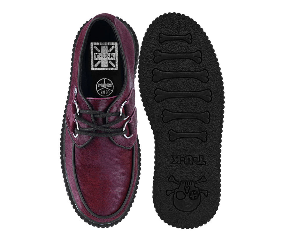 T.U.K. Shoes G3454 Burgundy Cow Hair Vintage Creeper