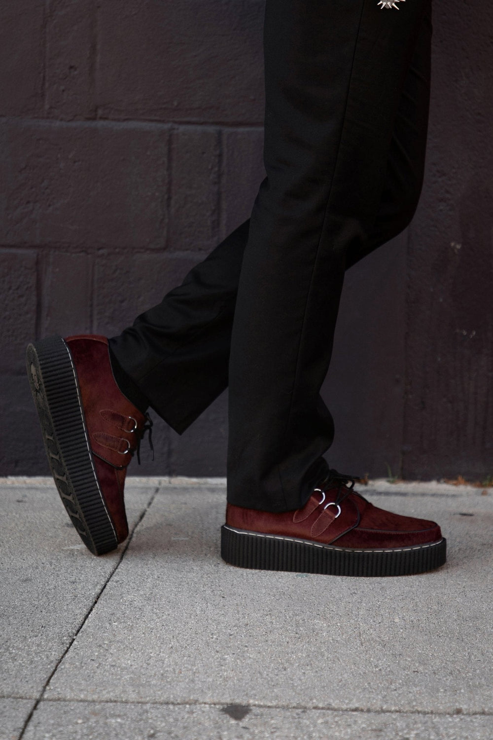 T.U.K. Shoes G3454 Burgundy Cow Hair Vintage Creeper