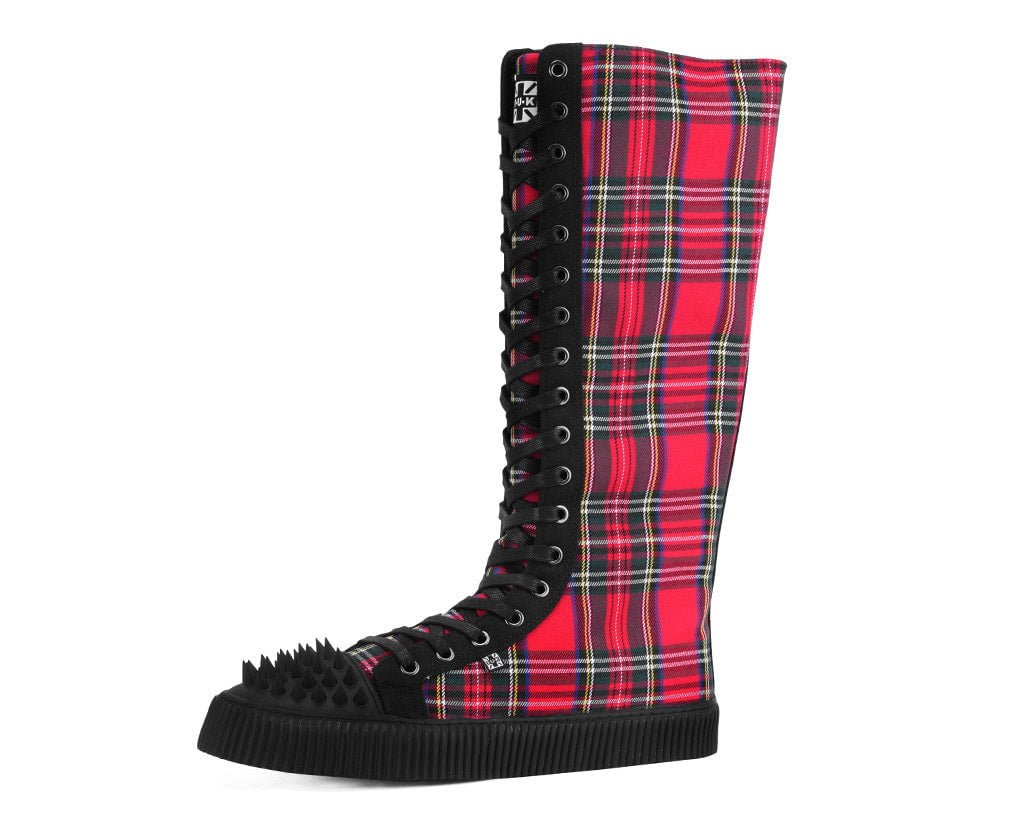 T.U.K. Shoes A3483 Tartan Canvas Knee Hi Spike Toe Sneaker Boot