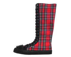 T.U.K. Shoes A3483 Tartan Canvas Knee Hi Spike Toe Sneaker Boot