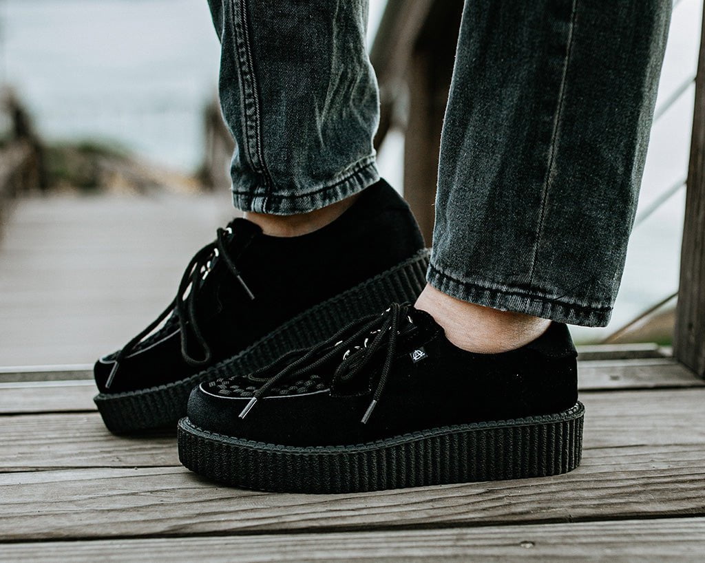 T.U.K. Shoes T2262 Black Faux Suede Anarchic Creeper