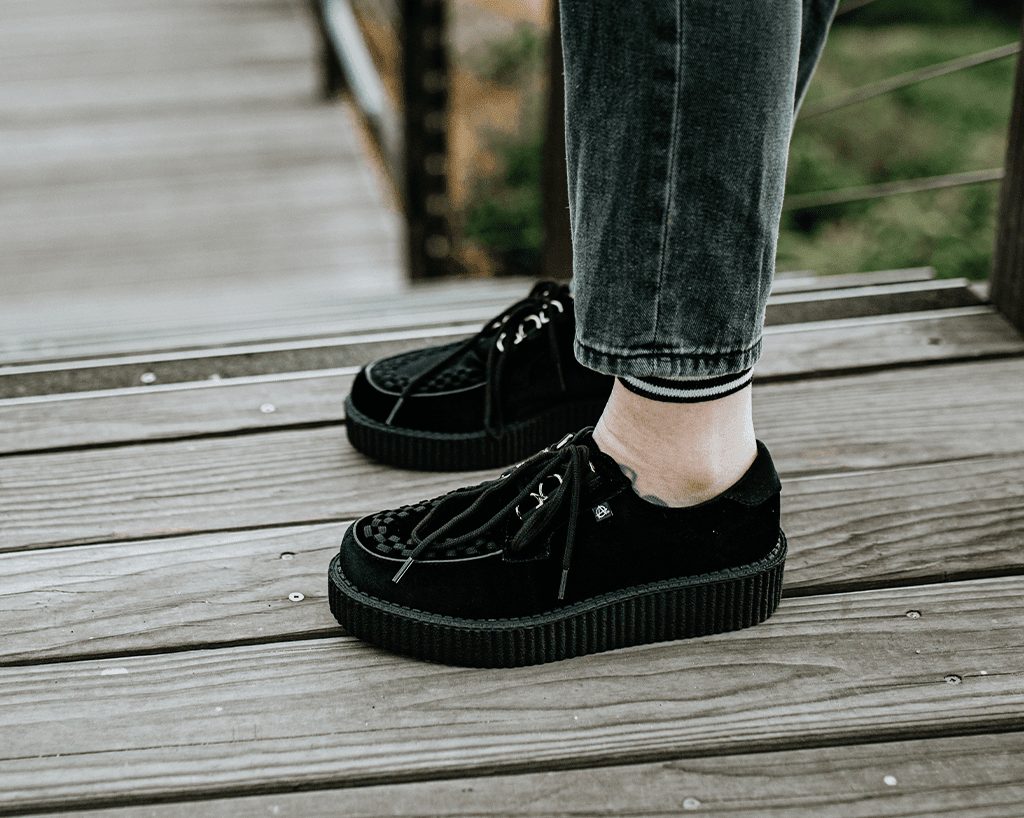 T.U.K. Shoes T2262 Black Faux Suede Anarchic Creeper