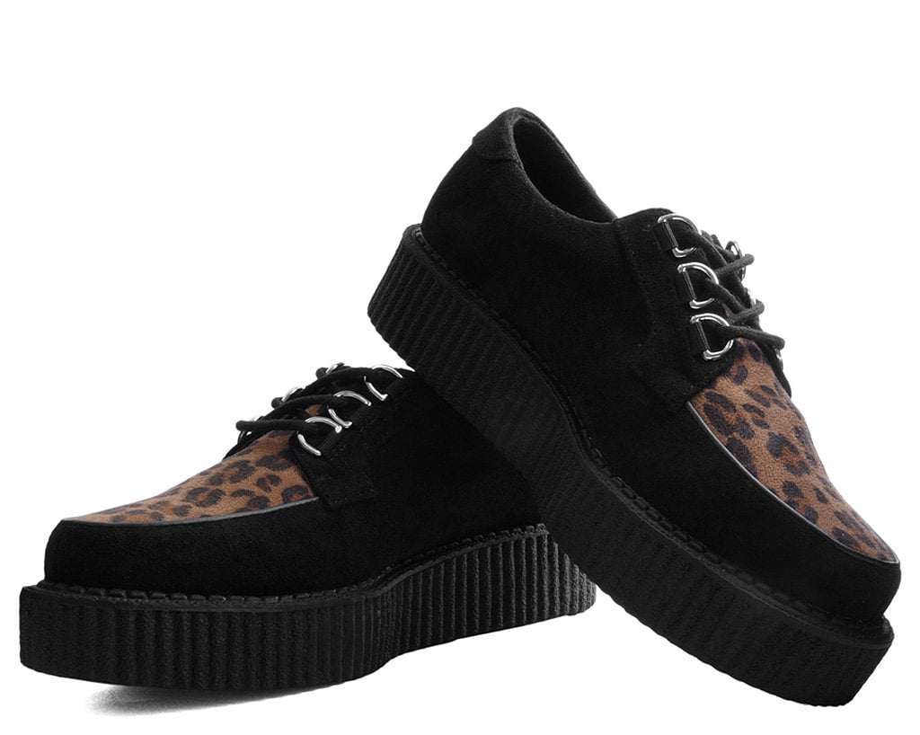 T.U.K. Shoes T2263 Black & Leopard Anarchic Creeper