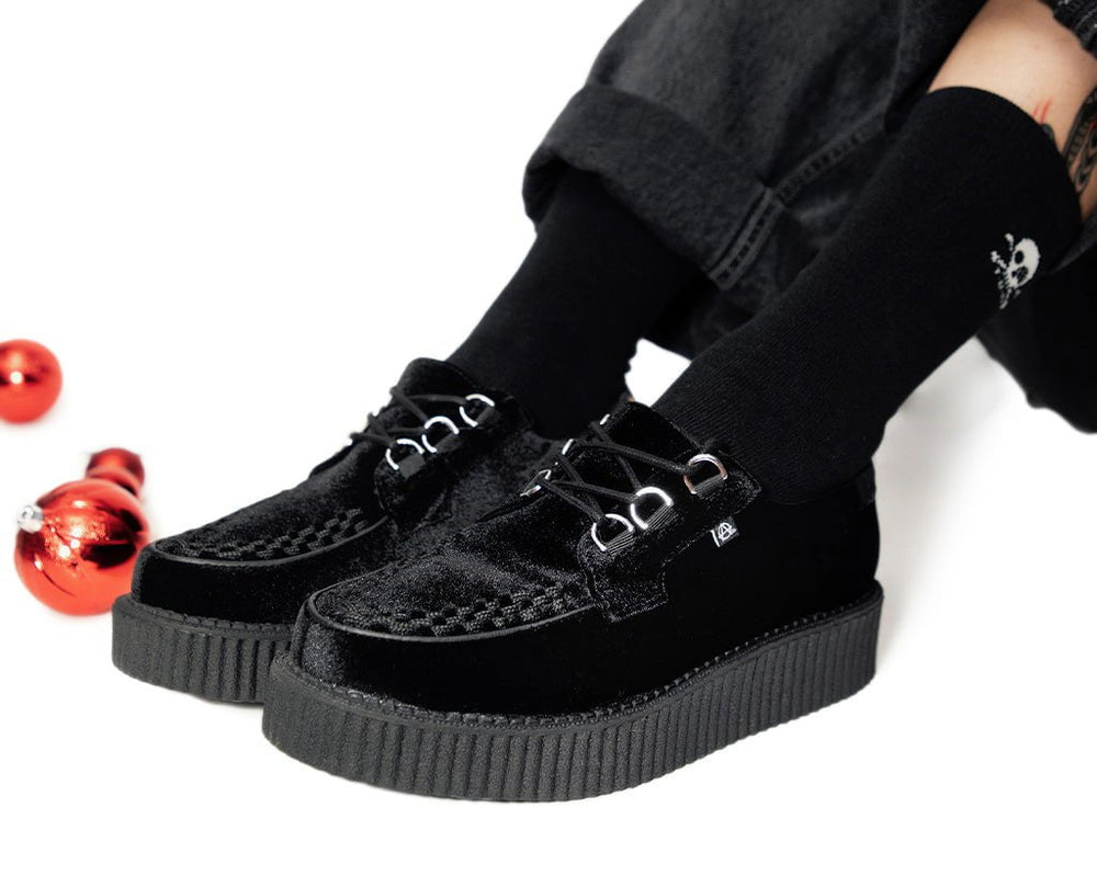 T.U.K. Shoes T2280 Black Velvet Anarchic Creeper
