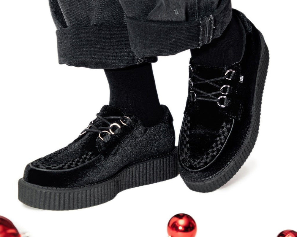 T.U.K. Shoes T2280 Black Velvet Anarchic Creeper