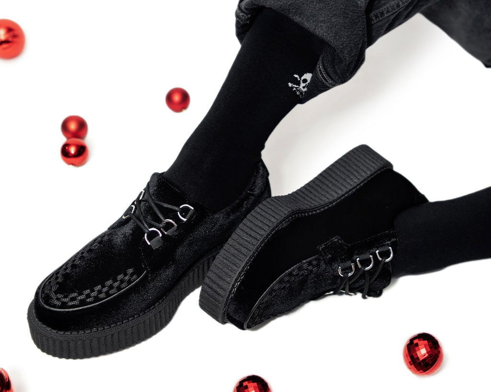 T.U.K. Shoes T2280 Black Velvet Anarchic Creeper