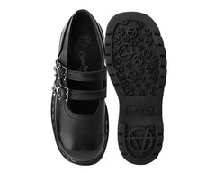 T.U.K. Shoes T2307 Black TUKskin™ 2-Skull Buckle Mary Jane