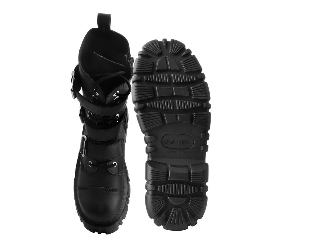 T.U.K. Shoes T2323 Black TUKskin™ 3-Buckle Anarchic Airship Boot