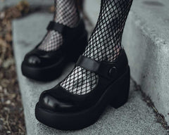 T.U.K. Shoes T2302L Black Bubble Anarchic Mary Jane Platform