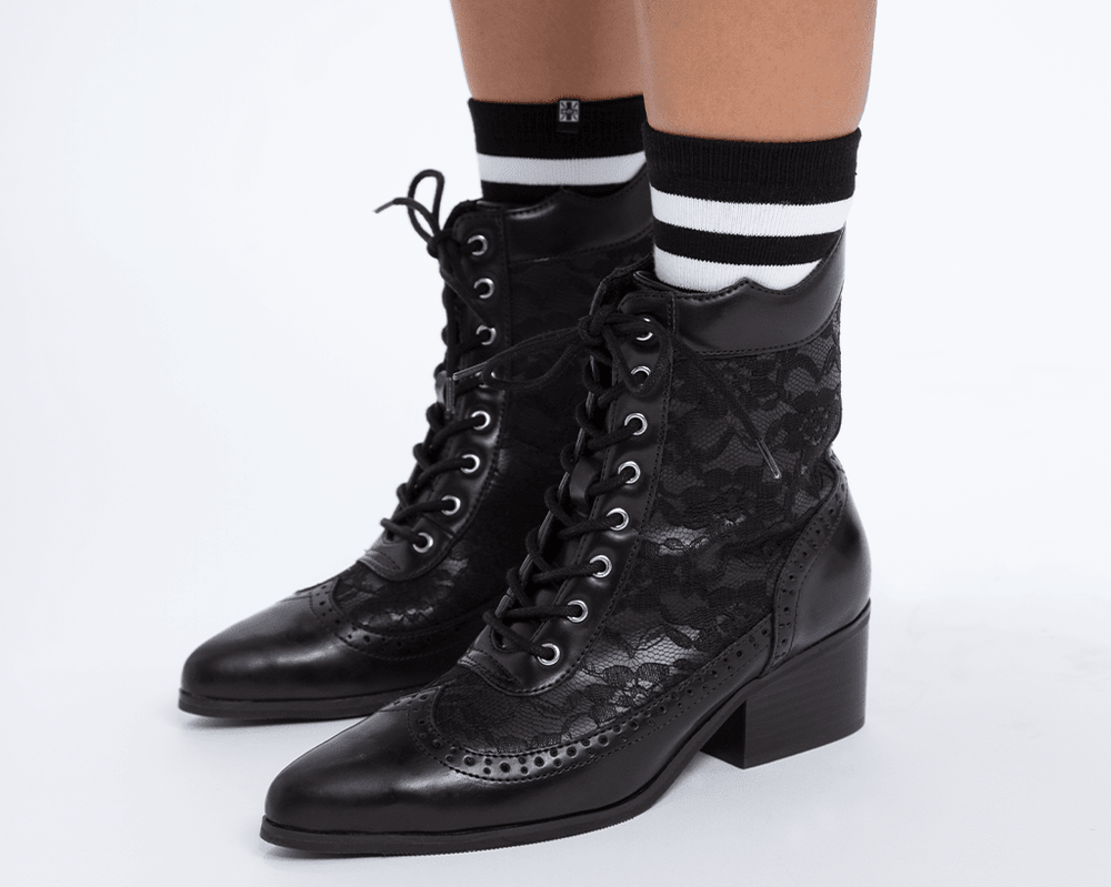 T.U.K. Shoes T2300L Black Victorian Anarchic Pointed Boot
