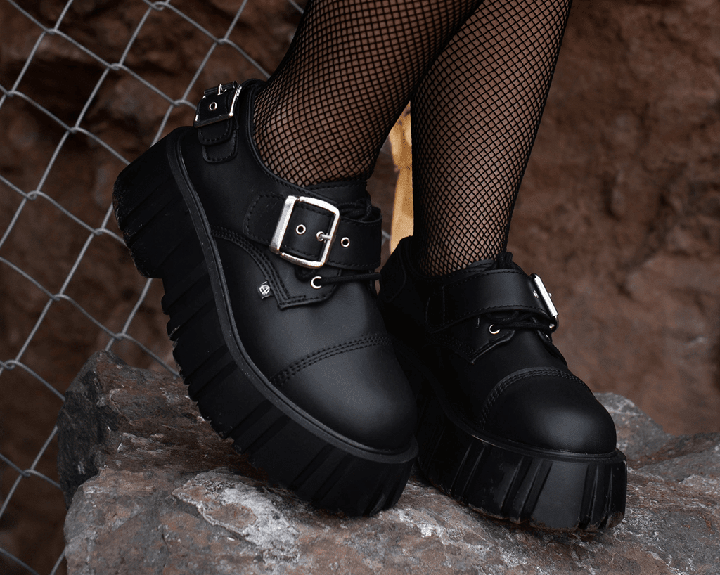 T.U.K. Shoes T2324 Black TUKskin™ 2-Buckle Anarchic Airship Gibson