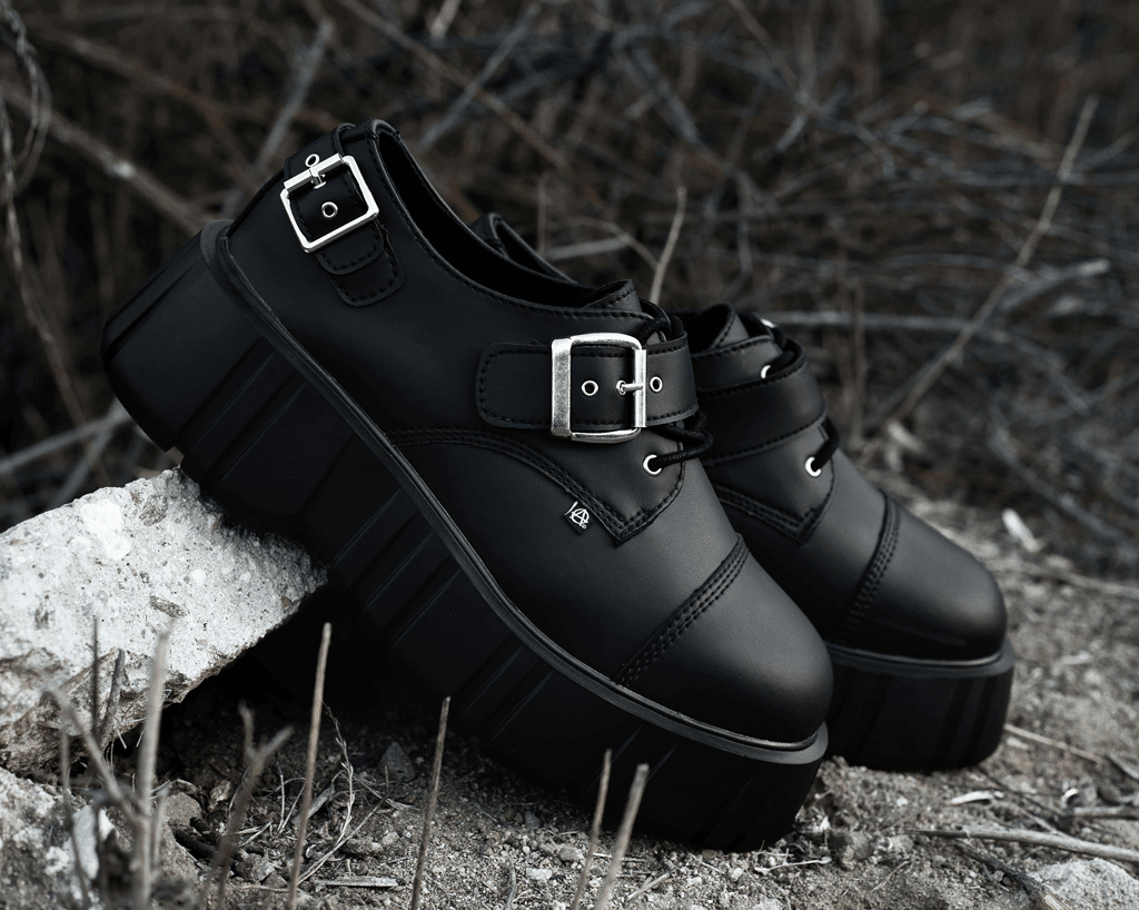T.U.K. Shoes T2324 Black TUKskin™ 2-Buckle Anarchic Airship Gibson