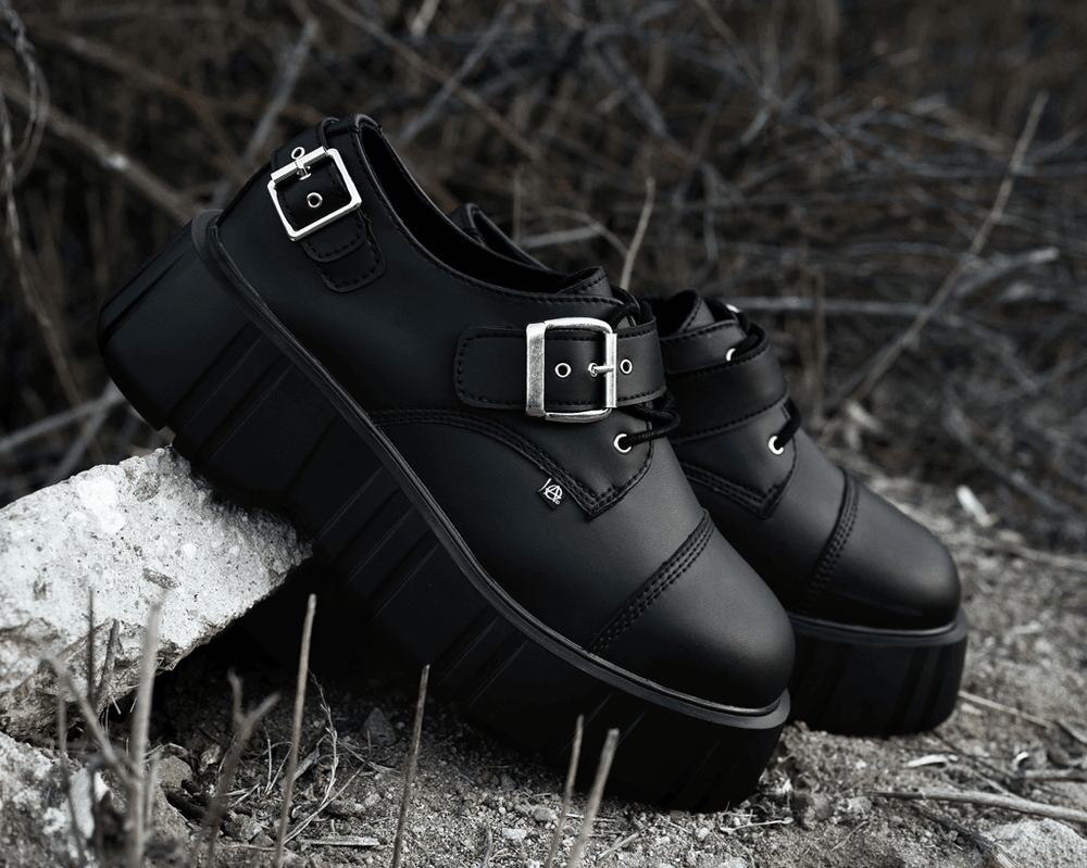 T.U.K. Shoes T2324 Black TUKskin™ 2-Buckle Anarchic Airship Gibson