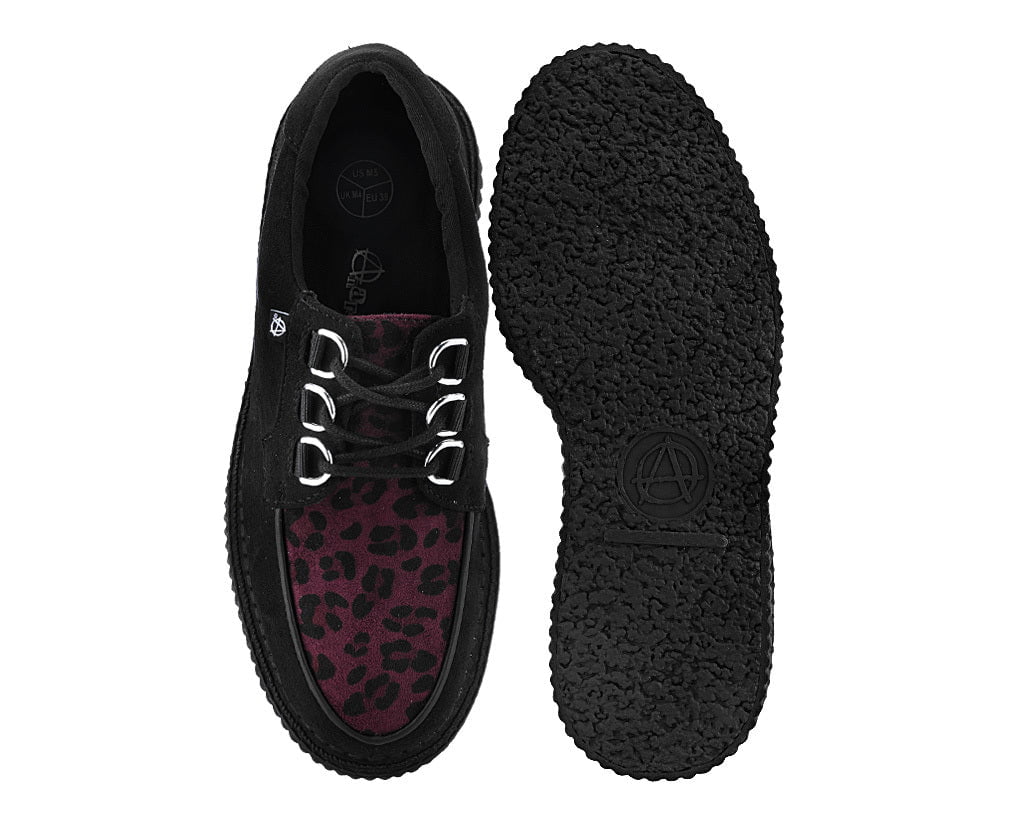 T.U.K. Shoes T2369 Black & Burgundy Leopard Anarchic Creeper