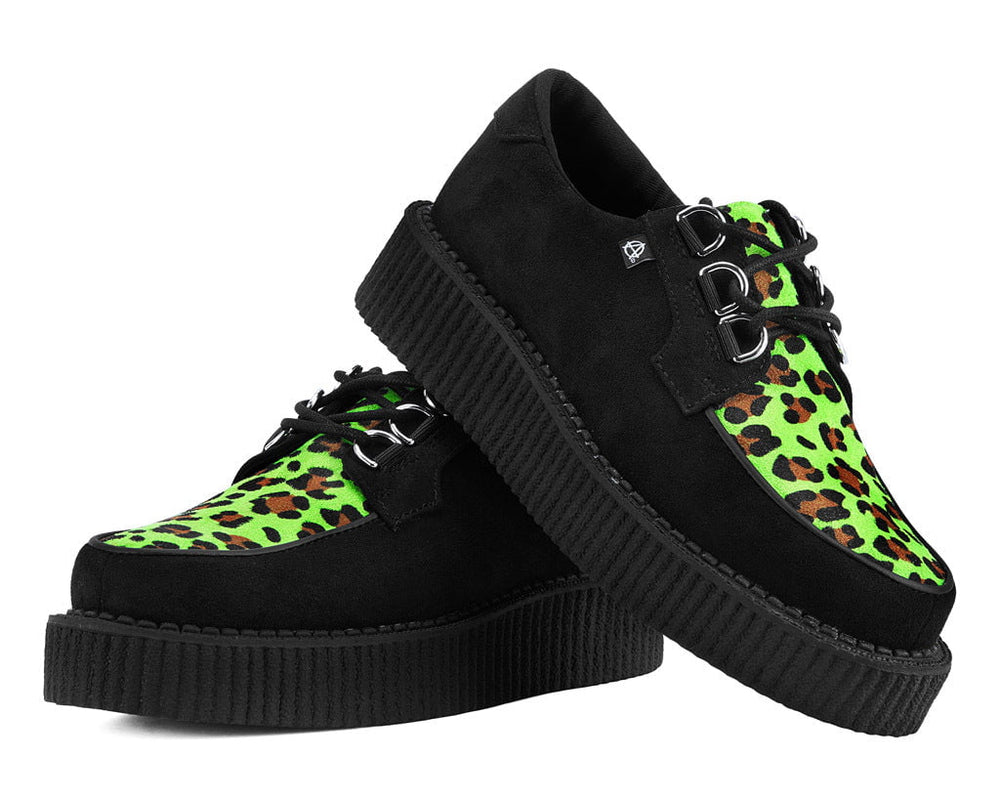 T.U.K. Shoes T2370 Black & Green Leopard Anarchic Creeper