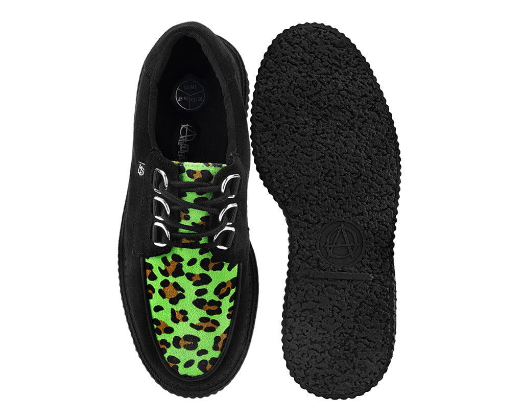 T.U.K. Shoes T2370 Black & Green Leopard Anarchic Creeper