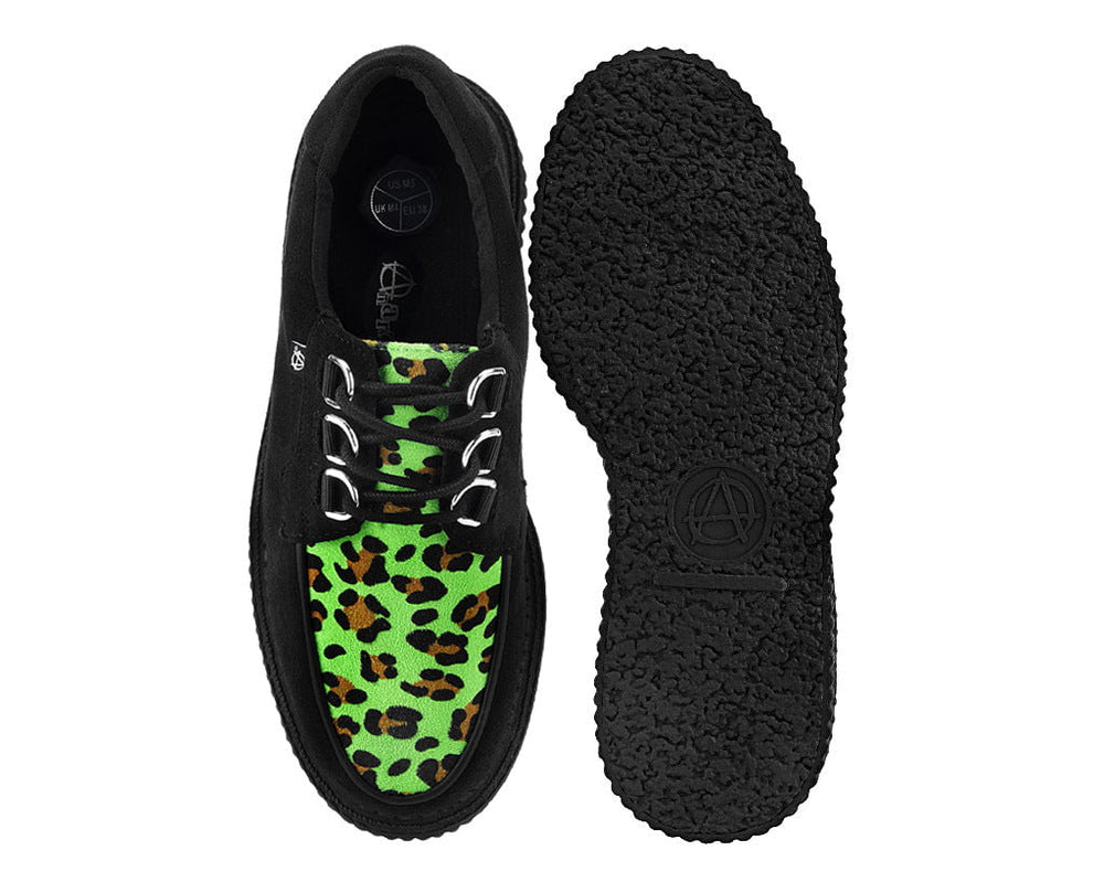 T.U.K. Shoes T2370 Black & Green Leopard Anarchic Creeper