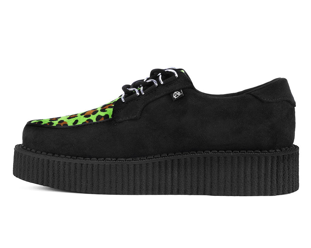 T.U.K. Shoes T2370 Black & Green Leopard Anarchic Creeper