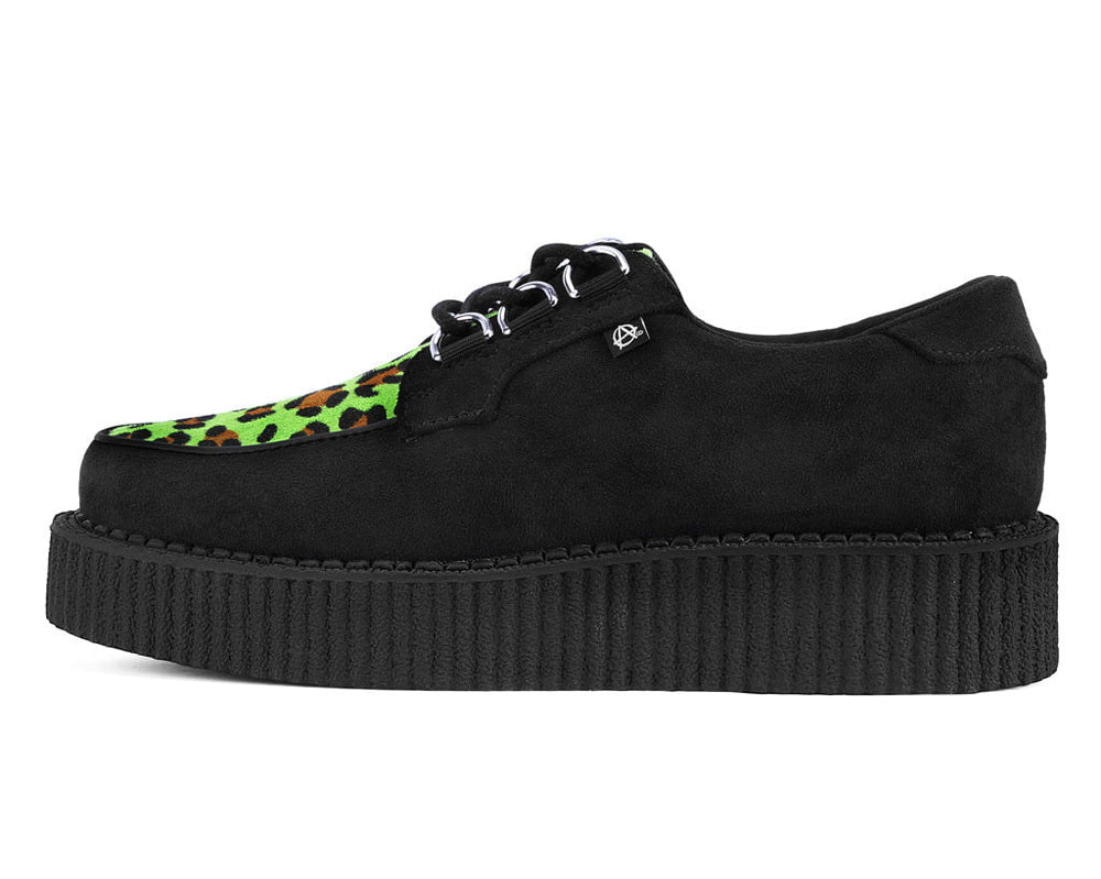 T.U.K. Shoes T2370 Black & Green Leopard Anarchic Creeper