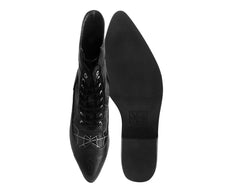 T.U.K. Shoes T2312L Black Victorian 8-Eye Spiderweb Pointed Anarchic Heel