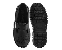 T.U.K. Shoes T2334 Black TUKskin™ T-Bar Anarchic Airship Brogue