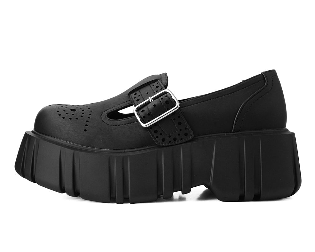 T.U.K. Shoes T2334 Black TUKskin™ T-Bar Anarchic Airship Brogue