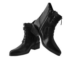 T.U.K. Shoes T2301L Black Victorian Anarchic 6-Buckle Pointed Boot