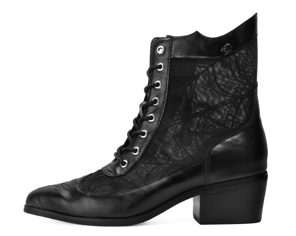 T.U.K. Shoes A3310L Black Victorian Mesh Spiderweb Boot
