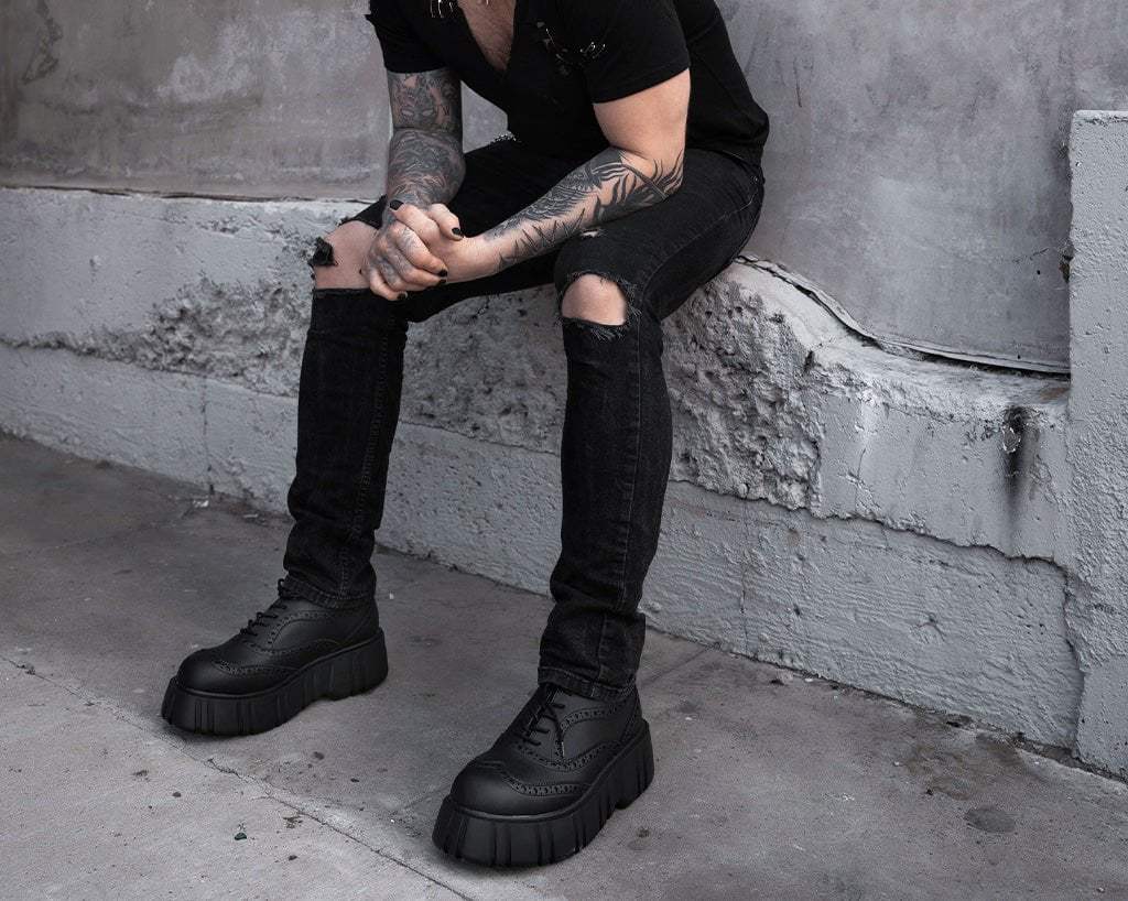 T.U.K. Shoes T2337 Black TUKskin™ Anarchic Airship Brogue