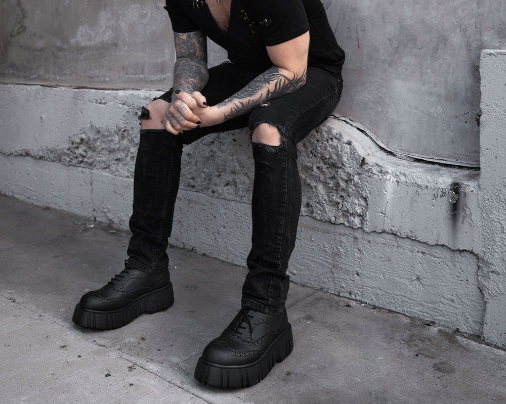T.U.K. Shoes T2337 Black TUKskin™ Anarchic Airship Brogue