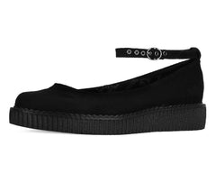T.U.K. Shoes A9416L Black Pointed Ballet Ankle Strap Creeper