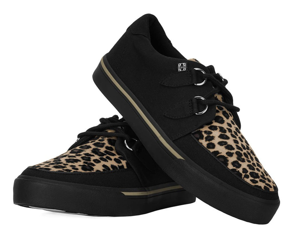T.U.K. Shoes A9181 Black & Leopard Vegan Sneaker