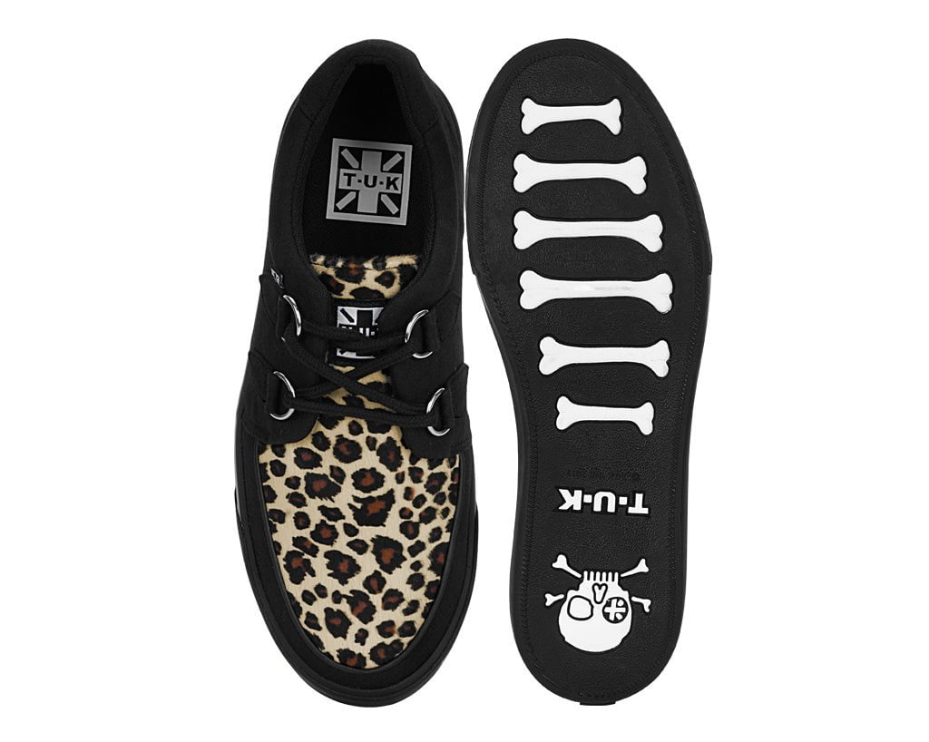 T.U.K. Shoes A9181 Black & Leopard Vegan Sneaker