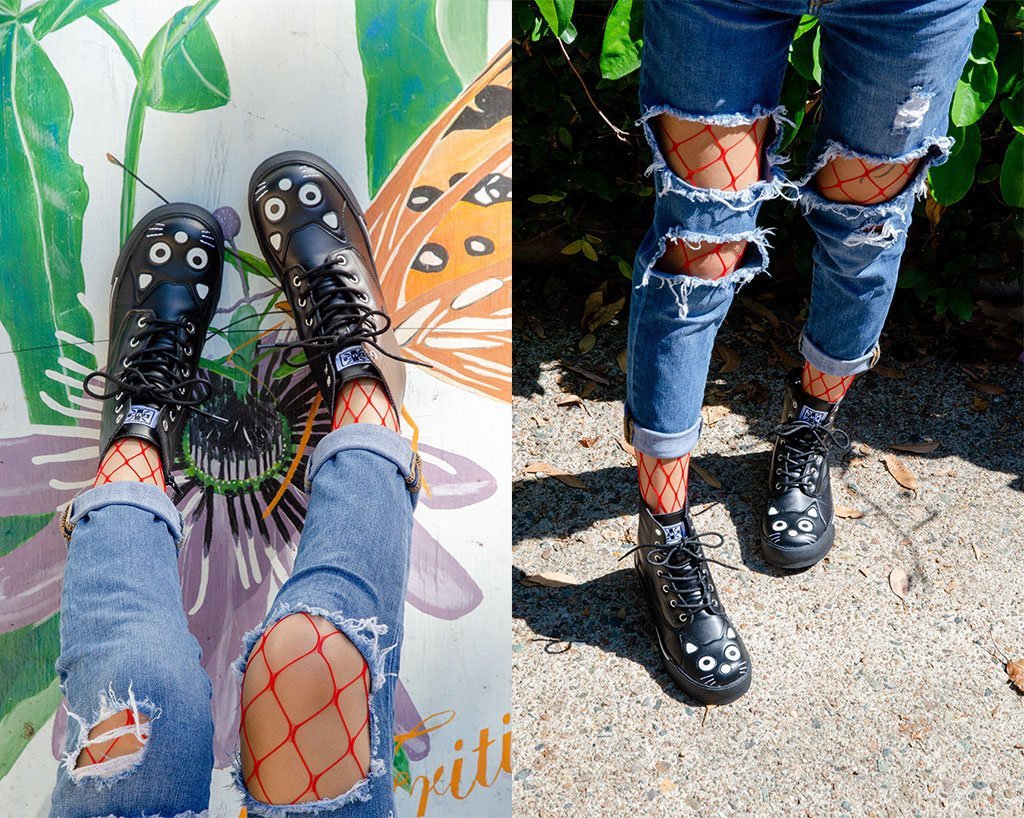 T.U.K. Shoes A6570L Black Kitty Sneaker Boot