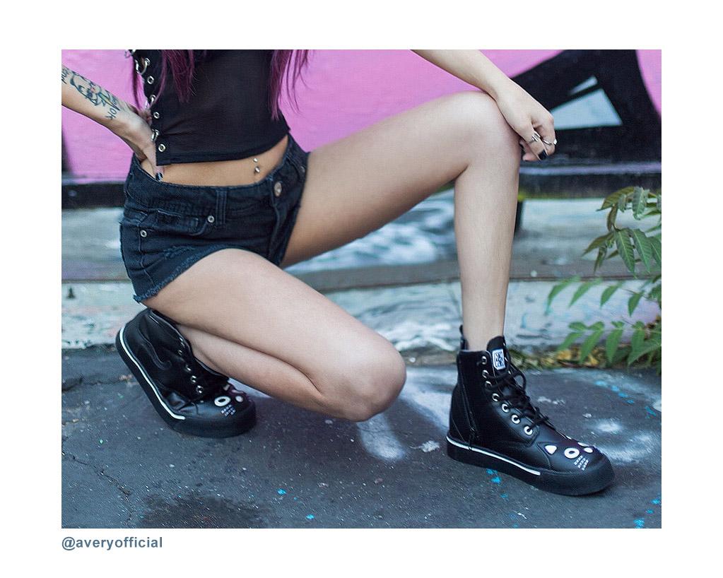 T.U.K. Shoes A6570L Black Kitty Sneaker Boot