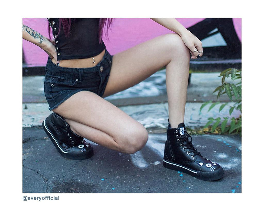 T.U.K. Shoes A6570L Black Kitty Sneaker Boot