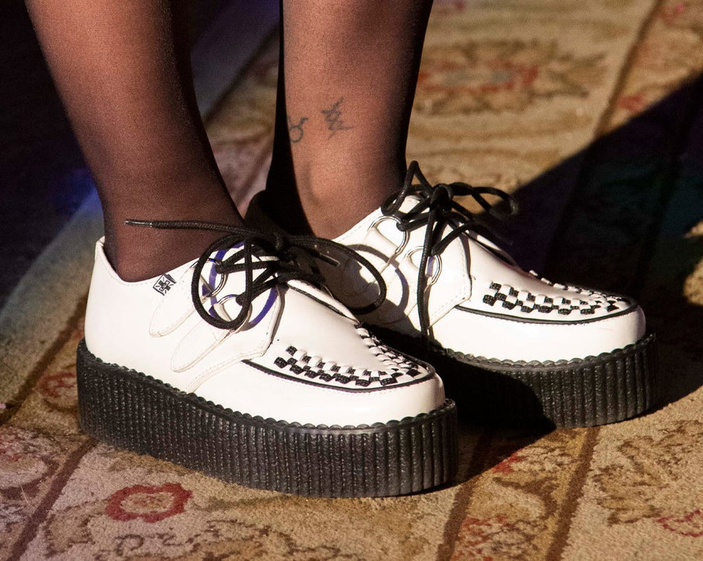 T.U.K. Shoes V6803 White Leather Viva Mondo Creeper