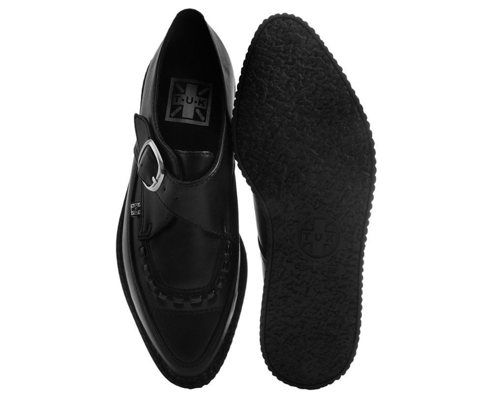 T.U.K. Shoes A9324 Black TUKskin™ Pointed Buckle Creeper