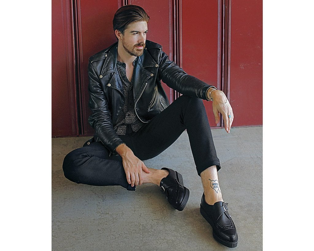 T.U.K. Shoes A9324 Black TUKskin™ Pointed Buckle Creeper