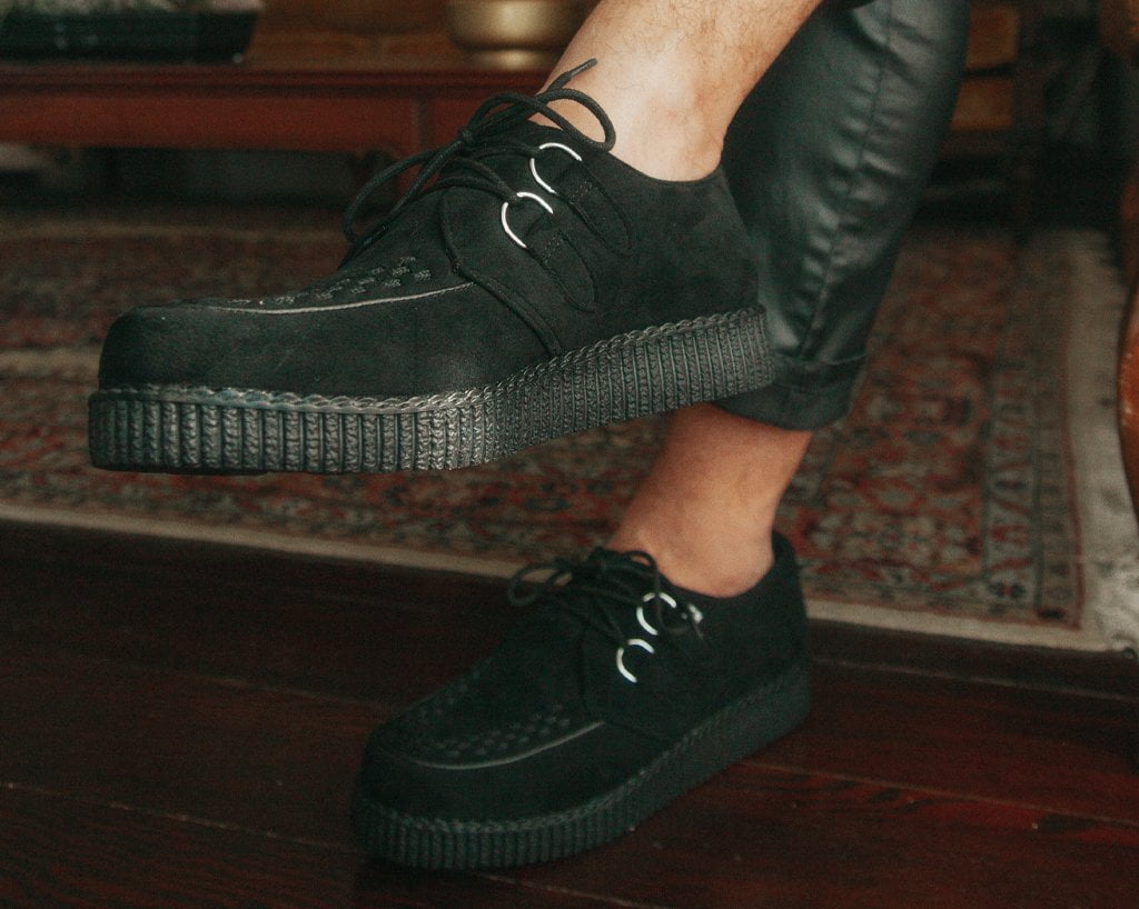 T.U.K. Shoes F9779 Black Faux Suede Viva Low Creeper
