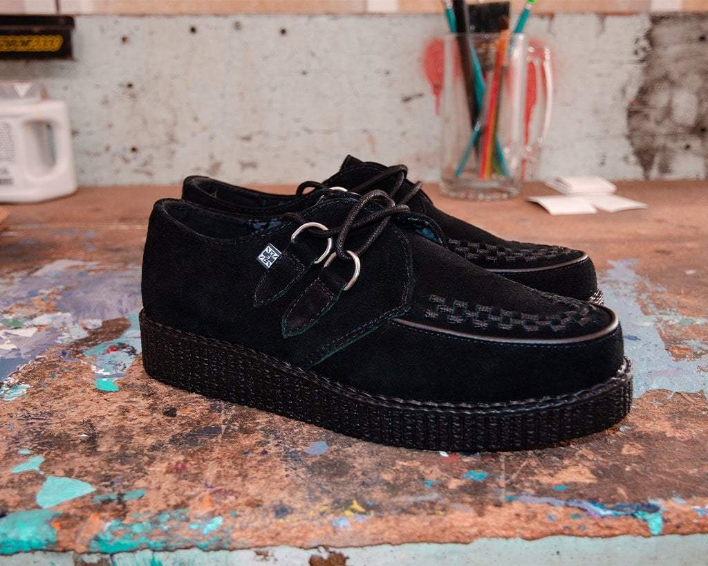 T.U.K. Shoes F9779 Black Faux Suede Viva Low Creeper