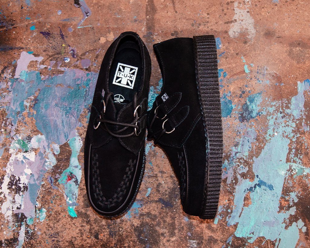T.U.K. Shoes F9779 Black Faux Suede Viva Low Creeper