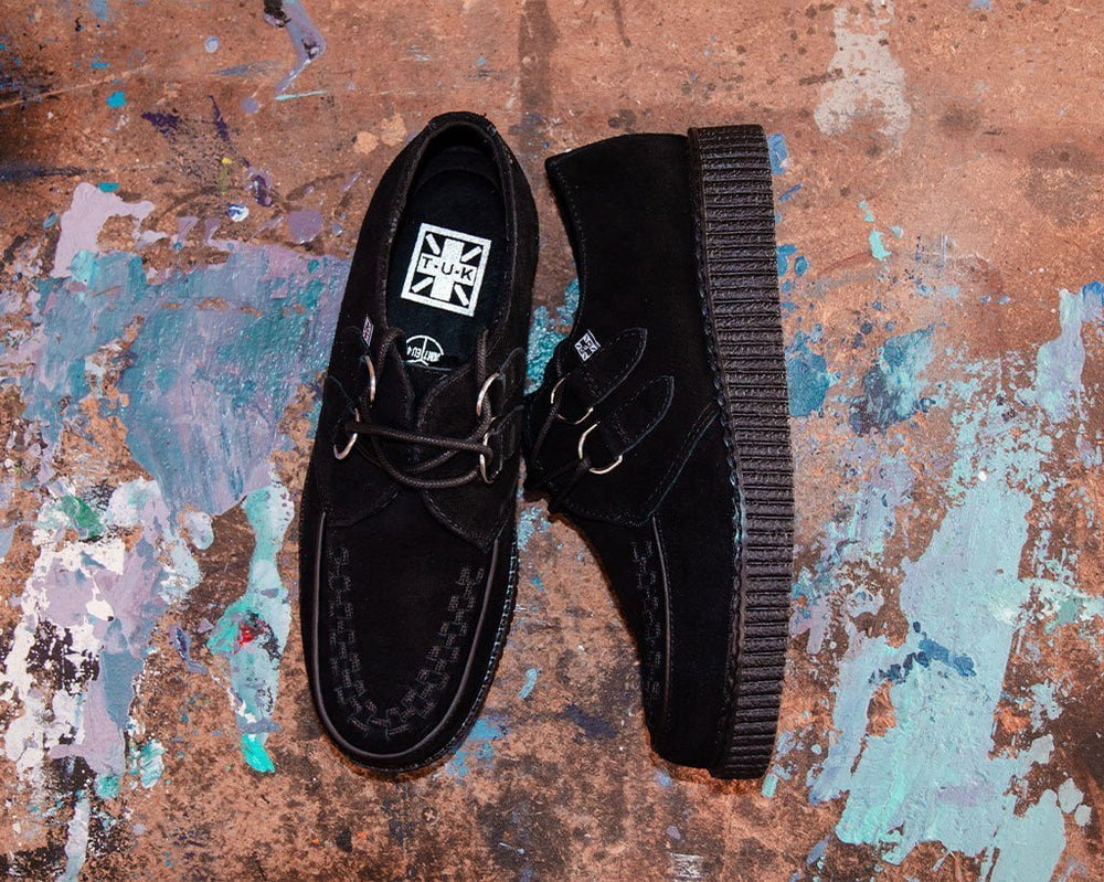 T.U.K. Shoes F9779 Black Faux Suede Viva Low Creeper